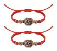 TEMU Set de 2 pulseras hechas a con ángeles religiosos, ajustables, ideales para regalar para hombres como para mujeres. Pulsera para mujer, pulsera de la , pulsera , pulsera para .