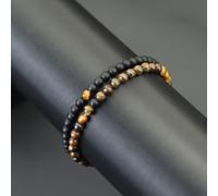 TEMU Set de 2 pulseras pequeñas con cuentas para , con ónix y azul en un diseño de capa, perfectas como regalo de joyería para para un novio.