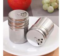 TEMU Set de 2 saleros y pimenteros de acero inoxidable con agujeros de vertido ajustables - Dispensadores de condimentos versátiles para uso en la cocina