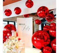TEMU Set de 24 Globos Rojos | Globos Brillantes de 10/18/22 pulgadas para Boda, , Navidad, Día de San Valentín, Decoraciones de - No Necesita Helio, Fácil de Instalar