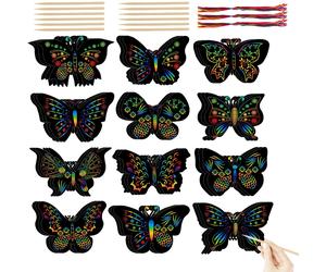 TEMU Set de 24 tarjetas rasca con temática de mariposas, diseñadas para manualidades creativas, perfectas para fiestas , proyectos y diversas celebraciones como despedidas de soltera y