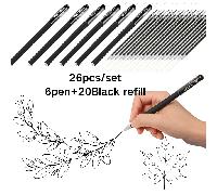 TEMU Set de 26 bolígrafos de gel de secado rápido, punta de 0.5 mm, - para y el uso diario (6 bolígrafos + 20 recambios)