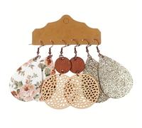 TEMU Set de 3 de aretes en un estilo bohemio flores retro y lentejuelas brillantes para mujer.