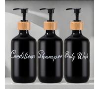 TEMU Set de 3 dispensadores de jabón de plástico sin BPA - Botellas de encimera rellenables sin perfume para champú, acondicionador, gel de baño - Accesorios de baño