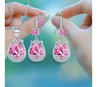 TEMU Set de 3 Elegantes Pendientes Colgantes y Collar con Forma de , Joyería para de San Valentín, Aniversarios, Fiestas o Regalos Navideños, Para Adolescentes