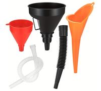 TEMU Set de 3 Embudos para Coche o Moto - Embudo de Plástico con Diseño en Ángulo - Boquilla y Filtro Desmontables - Embudo Flexible en Ángulo - Adecuado para Agua//Refrigerante/Aceite de Motor