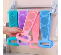 TEMU Set de 3 Esponjas Surtidas en Verde, y Azul, un Cepillo de Silicona, Toalla de Baño, Exfoliante, Masajeador de Espalda y un Cepillo de Limpieza Beige para Uso en la Ducha.