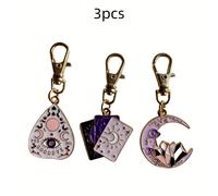 TEMU Set de 3 llaveros mágicos de sol y luna - Metal de aleación, cierre de langosta, ideal para llaveros, bolsos y carteras - Detalles de moda para mujer