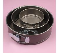 TEMU Set de 3 moldes redondos para tartas de acero al carbono con revestimiento antiadherente, moldes metálicos para hornear con cierres de , kit de moldes para tartas navideñas