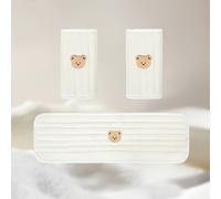 TEMU Set de 3 piezas - Cubierta para manija del cochecito de bebé + Almohadillas para los hombros, con bordados de animales y baberos, adiciones perfectas para cochecitos en otoño e invierno