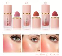 TEMU Set de 3 piezas HANDAIYAN - Maquillaje de en Crema Facial Natural de Larga Duración, Cobertura Media, Berry & Nude, en Crema para Mejillas