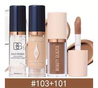 TEMU ¡Set de 3 piezas para un look de maquillaje mate completo! un primer control de grasa, una base mate de larga duración y una crema de 3D. la de los poros y proporciona una duración extendida.