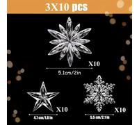 TEMU Set de 30 adornos festivos que incluyen estrellas y para decorar tu árbol de Navidad, hechos de acrílico y perfectos para las celebraciones de invierno