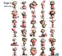 TEMU Set de 30 pegatinas creativas retro hechas a de gato rosa para de San Valentín, ideales para álbumes de recortes, cuadernos y decoraciones de scrapbooking