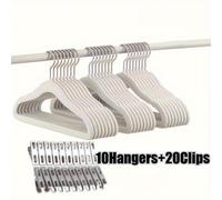 TEMU Set de 30 Perchas de Felpa para Niños, Completo con Clips. Un Tendedero para Uso Doméstico, Empaquetado en, Diseñado para Ser Duradero y Adecuado para Diaria de los Pequeños