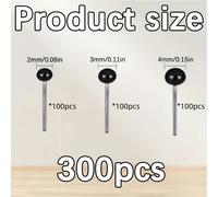 TEMU Set de 300 Ojos Negros Surtidos en Tamaños de 2, 3 y 4 mm, para Proyectos de Fieltro con Aguja que Involucran Osos, Muñecas, Engaños y Costura, con 100 piezas de Tamaño