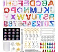 TEMU Set de 314 piezas de moldes de resina de silicona para - Kit de de joyería epoxi que una taladro manual, brocas, llavero y pasadores de tornillo para crear colgantes y llaveros