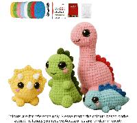 TEMU Set de 4 Bolsas de Material para Ganchillo de Dinosaurios Adorables | a , Fáciles de Usar para Principiantes, Muñeco para Uso Personal o como Regalo, Nylon de Color Mezclado