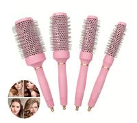 TEMU Set de 4 cepillos de peinado redondos rosados, cepillos de cerámica redondos/cepillos de aire caliente para peluqueros - Peines de peinado profesionales para salones de belleza para uso doméstico