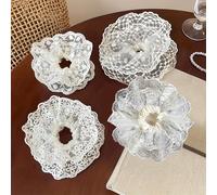 TEMU Set de 4 coleteros blancos con diseño de margaritas y de , perfectos para un look de playa o camping, para todas y varios peinados