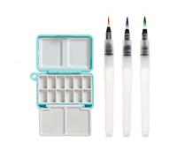 TEMU Set de 4 kits de mini de pintura acuarela de 12 compartimentos con de agua, 12 colores, vacía portátil sin pintura, paleta de dibujo conveniente, mini decoración creativa para el hogar