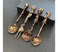 TEMU Set de 4 piezas "Amor al " con forma para pastel, helado, café y pala para alimentos, estilo vintage - para barra de postres al y fiestas