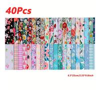 TEMU Set de 40 cuadrados de tela con estampados estilo japonés, perfectos para proyectos de patchwork y acolchado