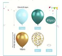 TEMU Set de 45 globos azules y metálicos - Ideal para , baby showers, temáticas de y - globos de látex azul, verde y dorado y - Decoración de multifuncional para Navidad y Halloween