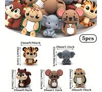 TEMU Set de 5 cuentas de silicona con diseño de elefante 3D, junto con cuentas sueltas y espaciadoras, para crear tus propias joyas, decorar o regalar a mujeres.