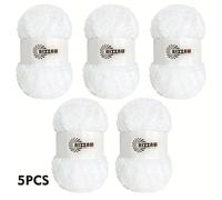 TEMU Set de 5 ovillos de lana de coral, kit de tejido de felpa teddy para principiantes, bufanda de crochet, suéter, gorro, oso de peluche de crochet, cachorro y otros adornos colgantes