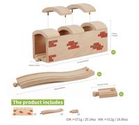 TEMU Set de 5 piezas de vías de tren de madera con puente de , adiciones de de madera compatibles con la mayoría de las marcas de trenes de juguete