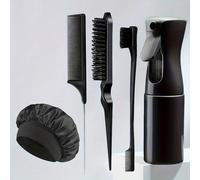TEMU Set de 5 piezas para el cabello: cepillo, botella de spray para el cabello, gorro de dormir, peine de de , peine para dar volumen, cepillo para control de bordes, herramientas para peluquería