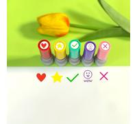 TEMU Set de 5 Sellos de para Educadores: Clasificación, Marcadores de Rendimiento, Corazones, Felices, Comentarios, y Sellos de para