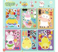 TEMU Set de 6/12 Stickers de Vinilo Divertidos de Pascua - Stickers de Pollitos, , Corderitos y Huevos para Decoraciones, Ideales para Manualidades, Recuerdos de y Rellenos de Bolsas de Regalo.