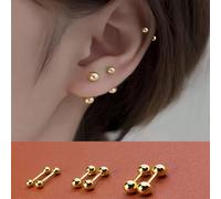 TEMU Set de 6 aretes de frijol de acero inoxidable para hombres y mujeres, aretes esféricos fáciles de usar en tamaños 3/4/5 mm