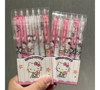 TEMU Set de 6 bolígrafos de gel Sanrio de 0.55 mm de Hello Kitty, Cinnamoroll, Kuromi y Melody, diseño de dibujos animados lindo, estilo de botón pulsador, adecuados para material escolar y de oficina