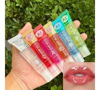 TEMU Set de 6 labiales hidratantes transparentes | VE, Rosa , Argán, , Aloe, Sabor a Coco, Aceites labiales rellenadores translúcidos con plantas para todo tipo de piel, Tono de color