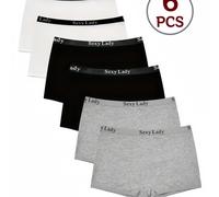 TEMU Set de 6 - Shorts Boxer de Mujer con Cinturón de , Cómodos y Casuales, Boxers de Lujo Ligeros, Lencería y Ropa Interior para Mujer