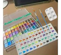 TEMU Set de 60 colores de pintura acuarela perlada de metal, con portátiles, 2 pinceles y una paleta, todo de PVC - para artistas y profesionales, ideal para manualidades y como regalo de Navidad