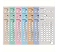 TEMU Set de 7 sobres plástico para planificación financiera, métodos divertidos y fáciles para ahorrar $5050 con tarjetas de , tarjetas de planificador de de 52 semanas