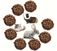 TEMU Set de 8 Bolas de de Sauce Diseñadas para Mascotas Pequeñas, Juguetes para Conejos, Cobayas, Pájaros, , Hámsters, Jerbos y Loros.