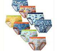 TEMU Set de 8 calzoncillos triangulares para niños con diseños de coches y animales marinos, ropa interior y transpirable para niños