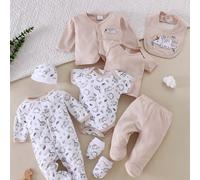 TEMU Set de 8 piezas para bebé niño con Triceratops bordado | una camiseta, gorro, babero y guantes | Set de regalo para recién nacido, para exteriores