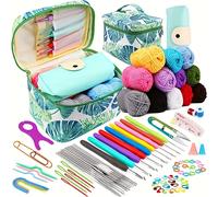 TEMU Set de 87 Ovillos de Hilo para Crochet y Tejido, Herramientas como Ganchos, Agujas y Marcadores, con una Bolsa (Colores de los Contenidos Aleatorios)