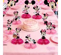 TEMU Set de 9 piezas Disney Minnie Rosa Panal para Decoración de , Decoraciones para de Navidad, , , , Pareja, Suministros para Decoración de