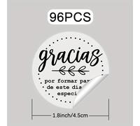 TEMU Set de 96 Stickers Redondos con la 'Gracias' y Diseño de Hojas, Perfectos para Decoración de Regalos, Comerciales y Favores de Embalaje