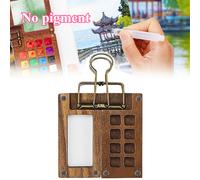 TEMU Set de Acuarela Portátil para Viaje, con Nano Paleta, Mini Librito de Papel y Bolsillo Desmontable de Nogal para Pintar, para Amantes (Nogal 15/8 Rejillas)