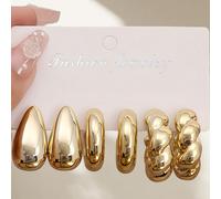 TEMU Set de Aretes Geométricos Dorados de C, 3-9