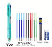 TEMU set de bolígrafos borrables multicolor 5 en 1 es para estudiar como para trabajar. un bolígrafo con borrables y un lápiz mecánico de 0.5 mm, junto con recambios de bolígrafo, de lápiz.