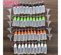 TEMU Set de Botellas de con Puntas de Precisión 40+10, 10 ml | Plástico Duradero, Embudos, Ideal para Pegamento, Tinta, Pintura Acrílica - para Manualidades y Proyectos